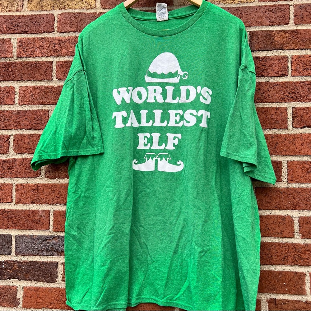 World's Tallest Elf Mens T-Shirt Funny Christmas Tee For Holiday Party 3XL